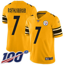 Nike Pittsburgh Steelers #7 Ben Roethlisberger With 100th Season Patch Gold Inverted Legend Vapor Untouchable Authentic stitched NFL jersey