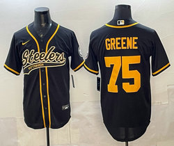 Nike Pittsburgh Steelers #75 Joe Greene Black Gold Name Joint baseball jersey