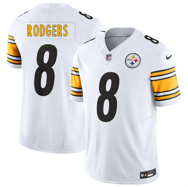 Nike Pittsburgh Steelers #8 Aaron Rodgers White Authentic Stitched NFL Jersey