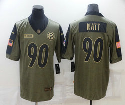 Nike Pittsburgh Steelers #90 T. J. Watt 2021 salute to service Authentic Stitched NFL Jersey