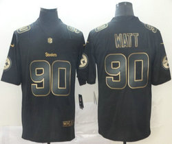 Nike Pittsburgh Steelers #90 T. J. Watt Black Gold Vapor Untouchable Authentic Stitched NFL jersey