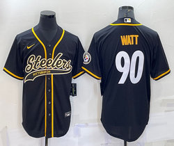 Nike Pittsburgh Steelers #90 T. J. Watt Black Joint adults Authentic Stitched baseball jersey