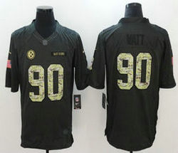Nike Pittsburgh Steelers #90 T. J. Watt Black Anthracite Salute to Service Authentic Stitched NFL jersey