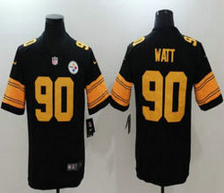 Nike Pittsburgh Steelers #90 T. J. Watt Black Limited Rush Authentic Stitched NFL Jersey