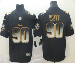 Nike Pittsburgh Steelers #90 T. J. Watt Black Smoke Fashion Vapor Untouchable Authentic Stitched NFL jersey