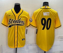 Nike Pittsburgh Steelers #90 T. J. Watt Gold Joint adults Authentic Stitched baseball jersey