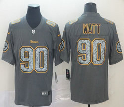 Nike Pittsburgh Steelers #90 T. J. Watt Gray Fashion Static Limited Authentic Stitched NFL Jersey