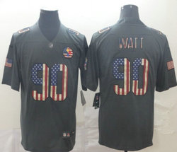 Nike Pittsburgh Steelers #90 T. J. Watt Tribute to retro flag Carbon black Authentic Stitched NFL Jersey