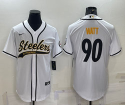 Nike Pittsburgh Steelers #90 T. J. Watt White Joint adults Authentic Stitched baseball jersey