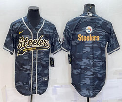 Nike Pittsburgh Steelers Grey Camo With Patch Joint Adults Bigh Logo Authentic Stitched baseball jersey