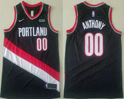 Nike Portland Trail Blazers #00 Carmelo Anthony Black Game With Advertising Authentic Stitched NBA Jersey