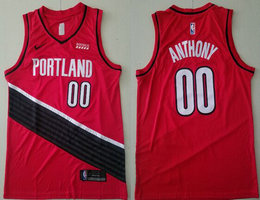 Nike Portland Trail Blazers #00 Carmelo Anthony Red Game Statement Edition With Advertising Authentic Stitched NBA Jersey