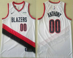 Nike Portland Trail Blazers #00 Carmelo Anthony White Game With Advertising Authentic Stitched NBA Jersey