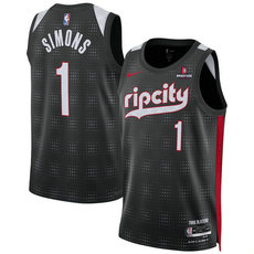 Nike Portland Trail Blazers #1 Anfernee Simons Black 2024-25 City Stitched NBA Jersey