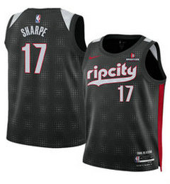 Nike Portland Trail Blazers #17 Shaedon Sharpe Black 2024-25 City Stitched NBA Jersey
