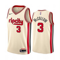 Nike Portland Trail Blazers #3 CJ McCollum Cream Game City Authentic Stitched NBA Jersey