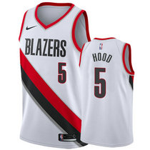 Nike Portland Trail Blazers #5 Rodney Hood White Game Authentic Stitched NBA Jersey