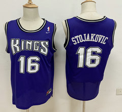 Nike Sacramento Kings #16 Peja Stojakovic Purple Game Authentic Stitched NBA Jersey