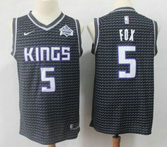 Nike Sacramento Kings #5 De'Aaron Fox Black Game With Advertising patch Authentic Stitched NBA Jersey