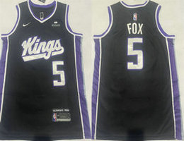 Nike Sacramento Kings #5 De'Aaron Fox Black Icon Edition Stitched Jersey