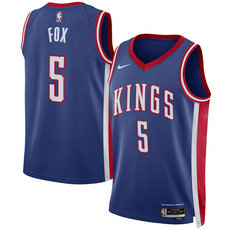 Nike Sacramento Kings #5 De'Aaron Fox Blue 2024-25 City Stitched NBA Jersey