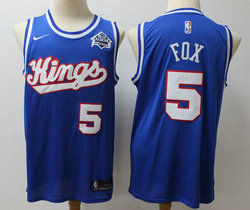 Nike Sacramento Kings #5 De'Aaron Fox Blue Game With Advertising patch Authentic Stitched NBA Jersey