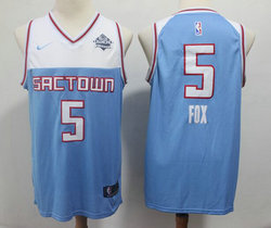 Nike Sacramento Kings #5 De'Aaron Fox City With Advertising patch Authentic Stitched NBA Jersey