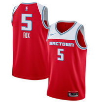 Nike Sacramento Kings #5 De'Aaron Fox Red Game City Authentic Stitched NBA Jersey