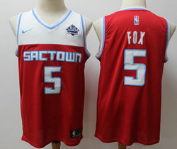 Nike Sacramento Kings #5 De'Aaron Fox Red Game City With Advertising patch Authentic Stitched NBA Jersey