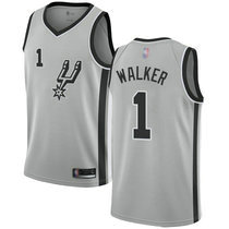 Nike San Antonio Spurs #1 Lonnie Walker Grey Game Authentic Stitched NBA jersey