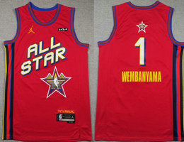 Jordon San Antonio Spurs #1 Victor Wembanyama 2025 All star Red Stitched NBA Jersey