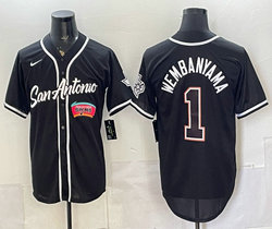Nike San Antonio Spurs #1 Victor Wembanyama Black Black Number Stitched baseball jersey