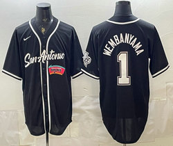 Nike San Antonio Spurs #1 Victor Wembanyama Black Joint baseball jersey