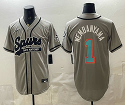 Nike San Antonio Spurs #1 Victor Wembanyama Gray Green Number baseball jersey