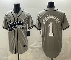 Nike San Antonio Spurs #1 Victor Wembanyama Gray White Number baseball jersey
