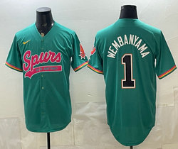 Nike San Antonio Spurs #1 Victor Wembanyama Green Blue Number baseball jersey