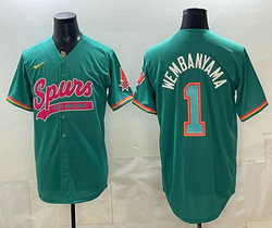 Nike San Antonio Spurs #1 Victor Wembanyama Green Gray Number baseball jersey