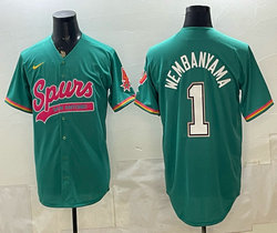 Nike San Antonio Spurs #1 Victor Wembanyama Green White Number baseball jersey