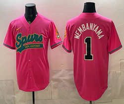 Nike San Antonio Spurs #1 Victor Wembanyama Pink Black Number baseball jersey