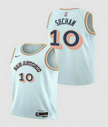 Nike San Antonio Spurs #10 Jeremy Sochan Light Blue 2024_25 City Authentic Stitched NBA Jersey