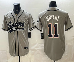 Nike San Antonio Spurs #11 Carter Bryant Gray Blue Number baseball jersey