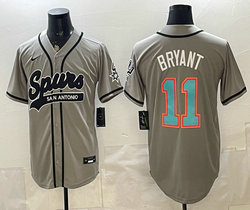 Nike San Antonio Spurs #11 Carter Bryant Gray Green Number baseball jersey