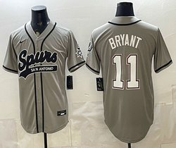 Nike San Antonio Spurs #11 Carter Bryant Gray White Number）baseball jersey