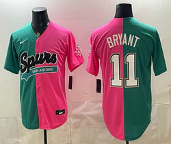 Nike San Antonio Spurs #11 Carter Bryant Pink Green White Number baseball jersey