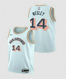 Nike San Antonio Spurs #14 Blake Wesley Light Blue 2024_25 City Authentic Stitched NBA Jersey