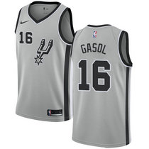 Nike San Antonio Spurs #16 Pau Gasol Grey Game Authentic Stitched NBA jersey