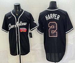 Nike San Antonio Spurs #2 Dylan Harper Black Black Number Joint baseball jersey