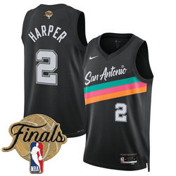 Nike San Antonio Spurs #2 Dylan Harper Black City 2026 Finals Patch Stitched NBA Jersey