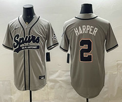 Nike San Antonio Spurs #2 Dylan Harper Gray baseball jersey