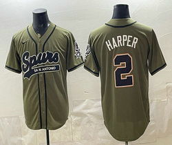 Nike San Antonio Spurs #2 Dylan Harper Olive Green baseball jersey